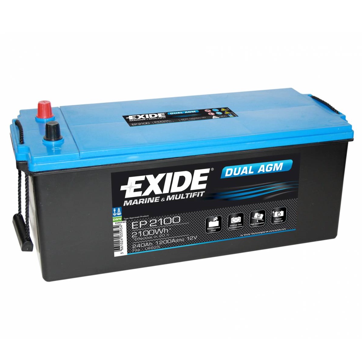EXIDE Agm batteries for services and start-up 100Ah 140Ah 240Ah - Batteries  - MTO Nautica Store