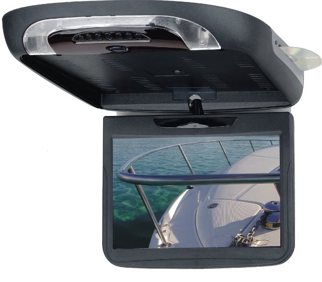 Gray Boss BV11.2GA 11.2-Inch Widescreen TFT Flip-Down Monitor/DVD Combo with Infrared Transmitter FM Modulator USB/SD Card 