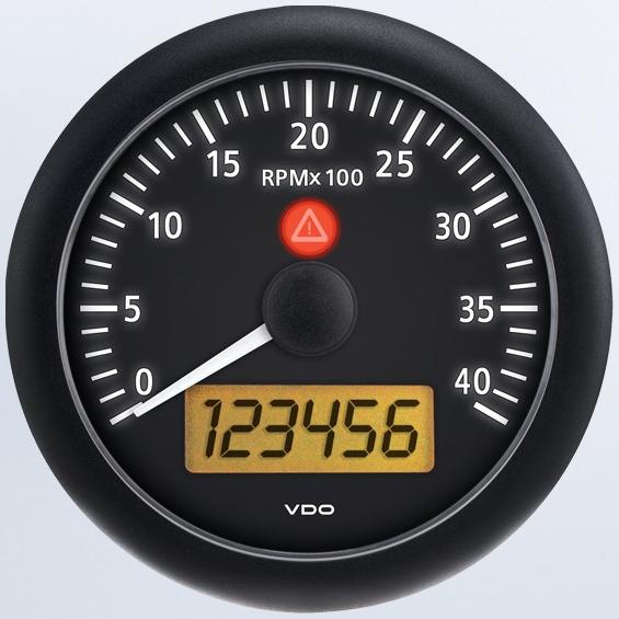 VDO Viewline Engine Hour Meter Gauge Illuminated Boat 52mm 2" Black