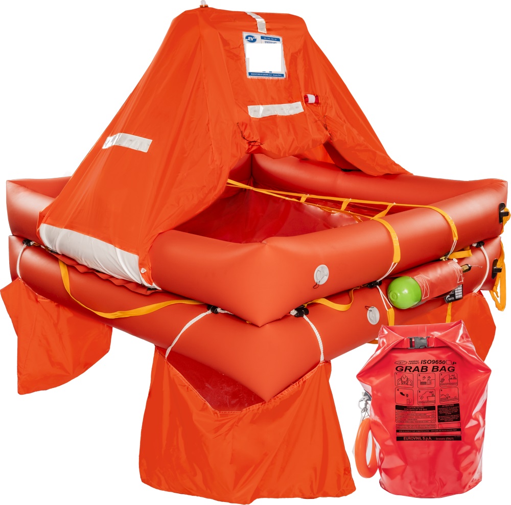 Life Raft Over 12 Mile Eurovinil ISO 9650 + Grab Bag - Eurovinil rafts ...