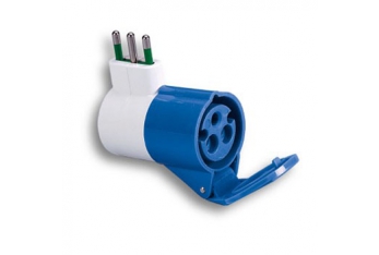 Industrial adapter from 2P + E 16A plug to 2P + E 16A socket