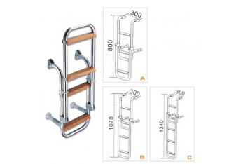 Kappa stainless steel ladder Wooden steps 3, 4 or 5 steps