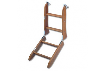 4-step wooden ladder with safety hooks