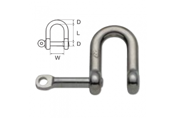 Standard shackle with captive pin axis in stainless steel