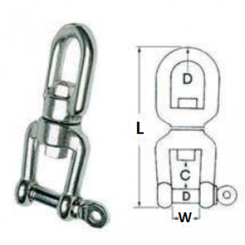 Eye and Shackle Swivel in AISI 316 Stainless Steel