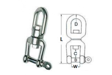 Eye and Shackle Swivel in AISI 316 Stainless Steel