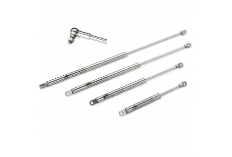 Telescopic Gas Springs in AISI 316 Stainless Steel Ball Attachments