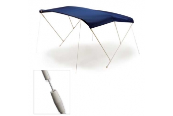 Canopy Sunshade 3 Arches in White Painted Aluminum Blue Cloth