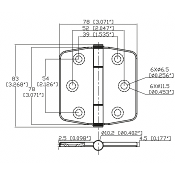 316 STAINLESS STEEL HINGE WITH COVER