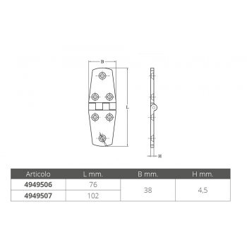 STAINLESS STEEL HINGE MM.76x38