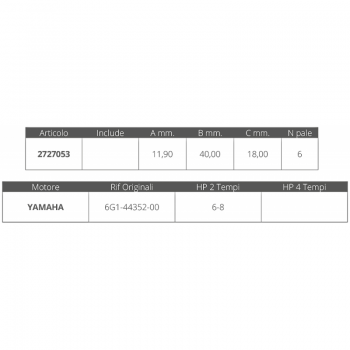 IMPELLER YAMAHA 2T 6-8 HP