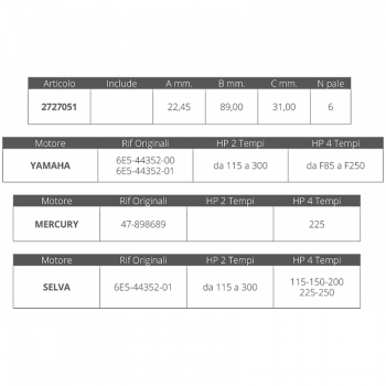 IMPELLER YAMAHA / MERCURY / SELVA 2 / 4T