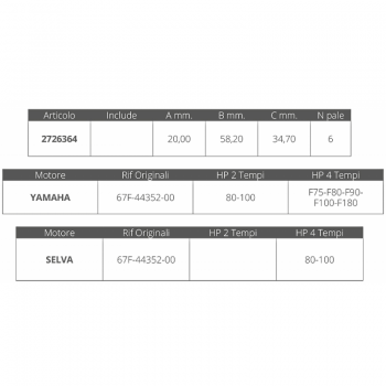 IMPELLER YAMAHA / SELVA 4T 80-100 HP