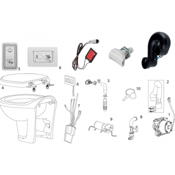 Spare parts and accessories for compact toilets
