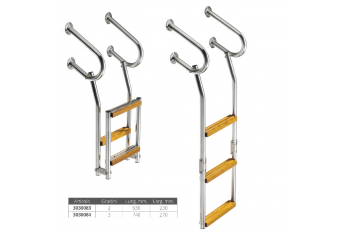 Stainless steel ladder. Folding wooden steps