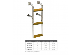 Stainless steel ladder with folding wooden steps