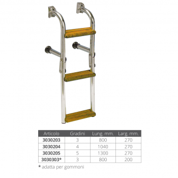 Stainless steel ladder with folding wooden steps