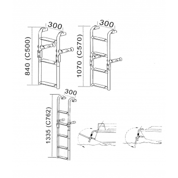 Omega ladder for transom