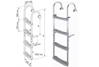 Plastimo Folding Ladder Stainless Steel Non-slip Steps