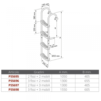 Plastimo Folding Ladder Stainless Steel Non-slip Steps