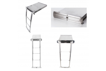 Telescopic retractable ladder in stainless steel box