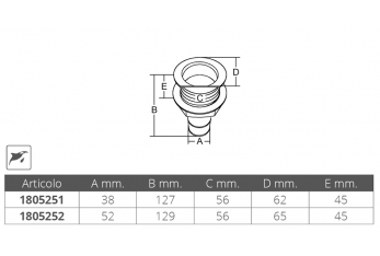 PVC / STAINLESS STEEL DISCHARGE Ø MM. 40