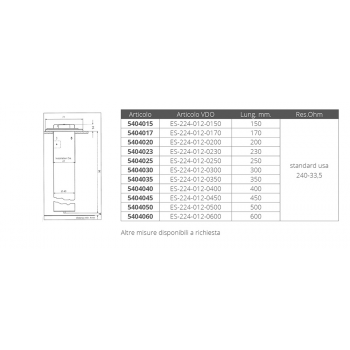 TUBULAR SENSOR 240-33OHM MM.150