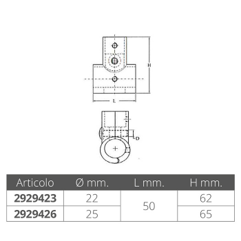 90 ° STAINLESS STEEL TEE Ø MM.22